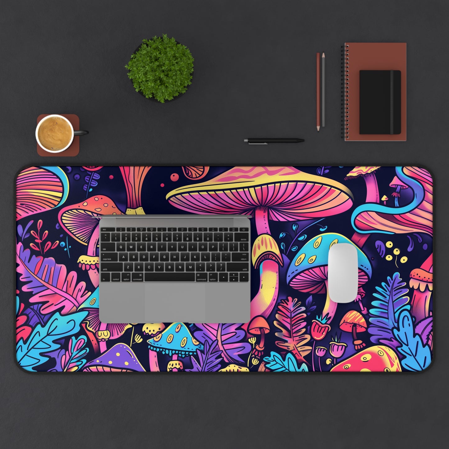 mushrooms Desk Mat, Psychedelic gaming mouse mat, XXL deskpad mouse pad