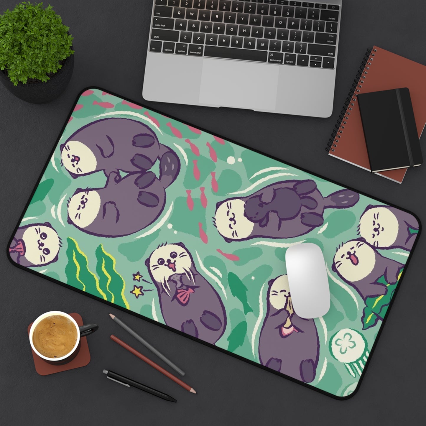 Cute otters Gaming Desk Mat