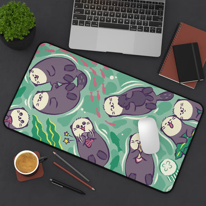 Cute otters Gaming Desk Mat