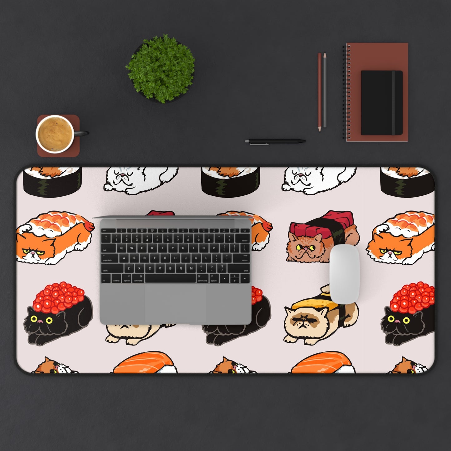 Sushi Cat Desk Mat, Gaming keyboard matt, mousepad large, XXL extended deskpad mouse pad