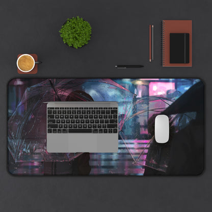 Girls with umbrellas in neon light Desk Mat, deskmat xl, Gaming keyboard matt, mousepad large, XXL extended deskpad mouse pad, large gaming mousepad - Bolt Print