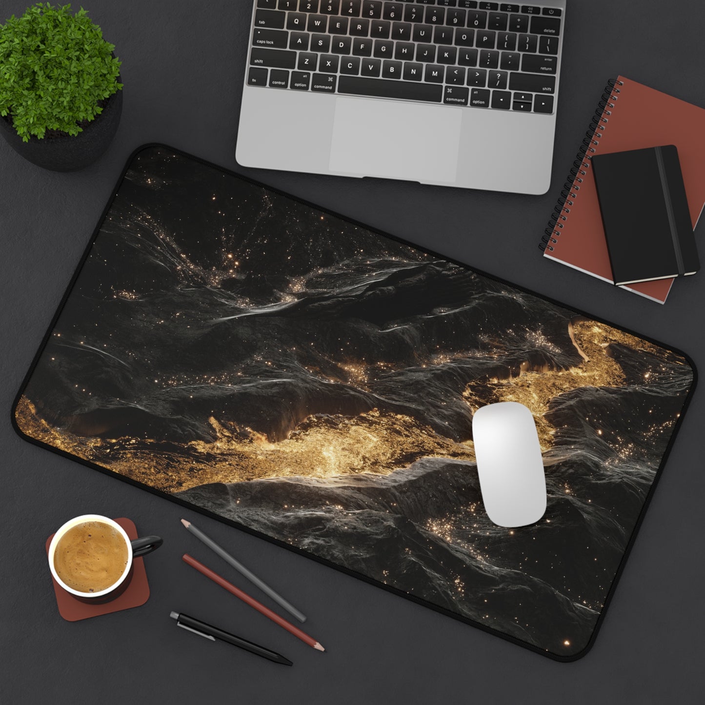 Dark Marble, Abstract Gaming Desk Mat