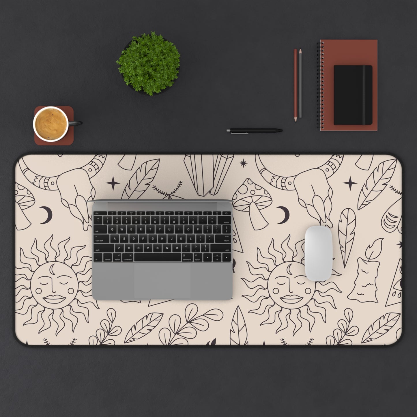 lineal boho Desk Mat, gaming mouse mat, mousepad large, XXL deskpad mouse pad