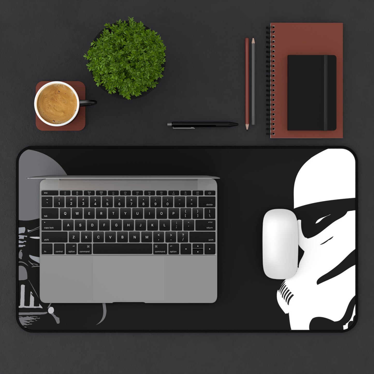 Darth Vader and Stormtrooper half face Desk Mat, gaming mouse mat, mousepad large, XXL deskpad mouse pad