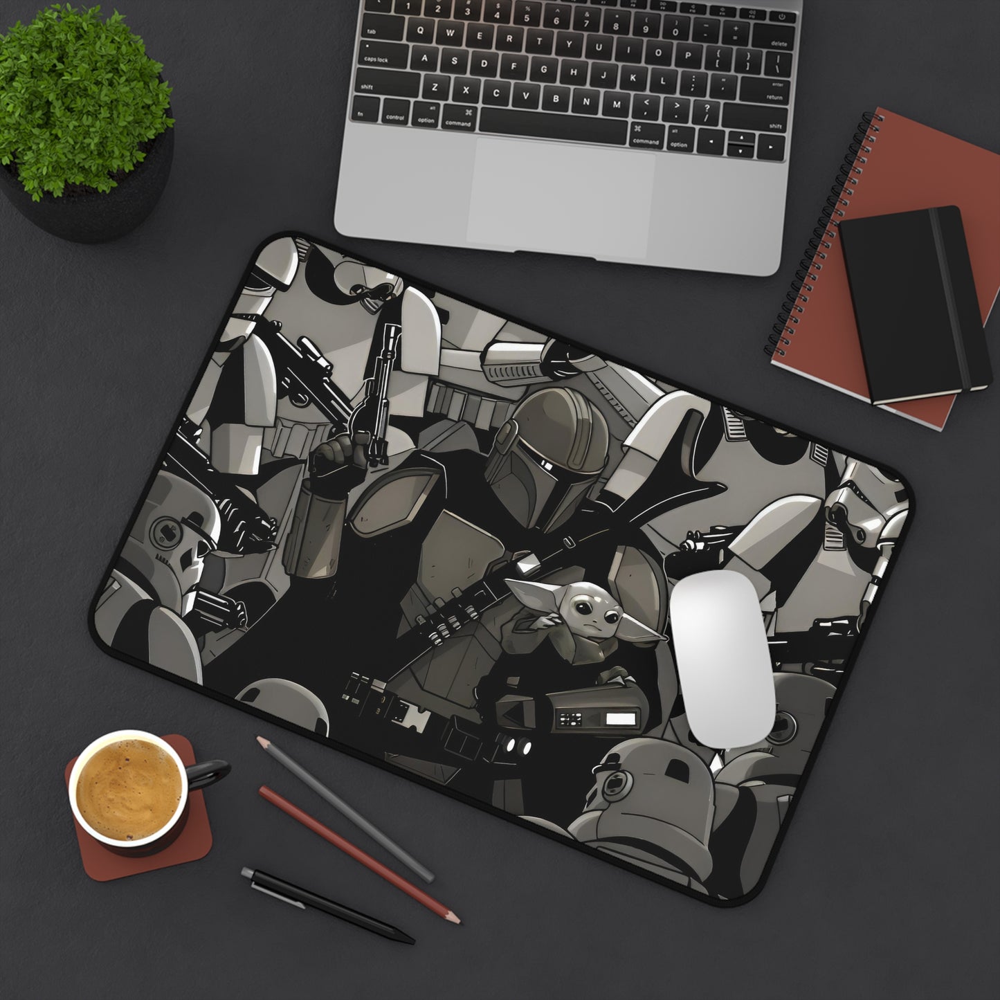 The Mandalorian and Grogu Desk Mat, Gaming keyboard matt, mousepad large, XXL extended deskpad mouse pad - Bold Print