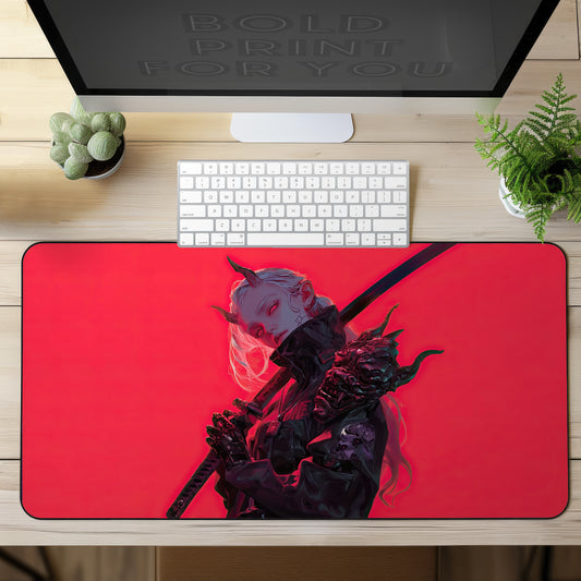 Anime Girl Demon Horn Gaming Desk Mat