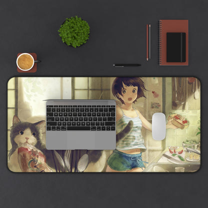 Anime girl and cat Desk Mat, deskmat xl, Gaming keyboard matt, mousepad large, XXL extended deskpad mouse pad, large gaming mousepad - Bolt Print