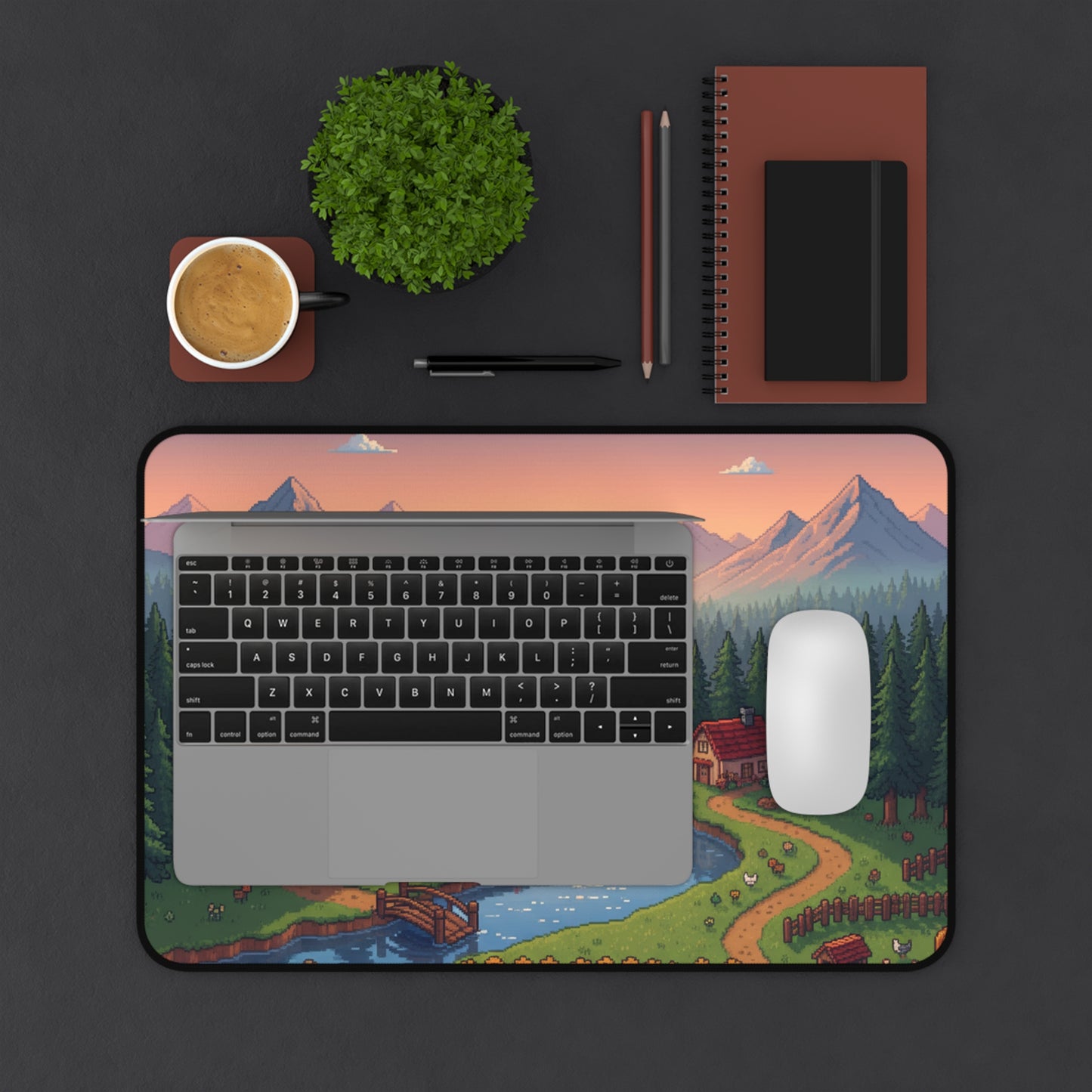 Pixel landscape (art 2) Gaming Desk Mat
