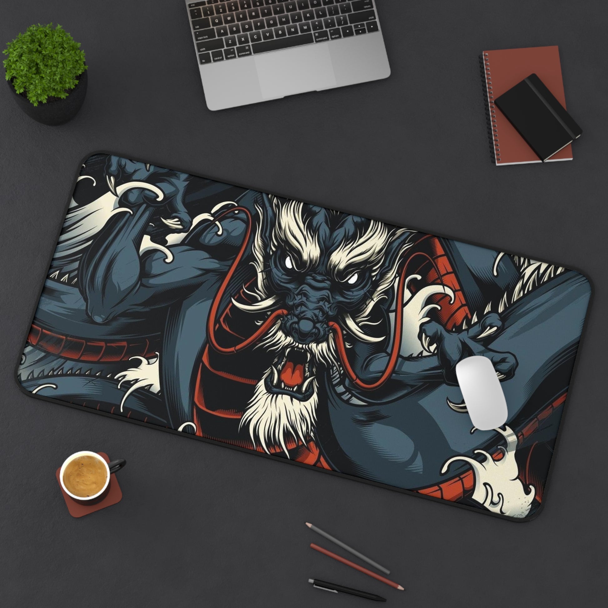 Asian dragon Desk Mat, deskmat xl, Gaming keyboard matt, mousepad large, XXL extended deskpad mouse pad, large gaming mousepad - Bolt Print