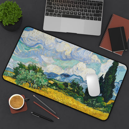 Vincent van Gogh Wheat Field with Cypresses Desk Mat, Gaming keyboard matt, mousepad large, XXL extended deskpad mouse pad