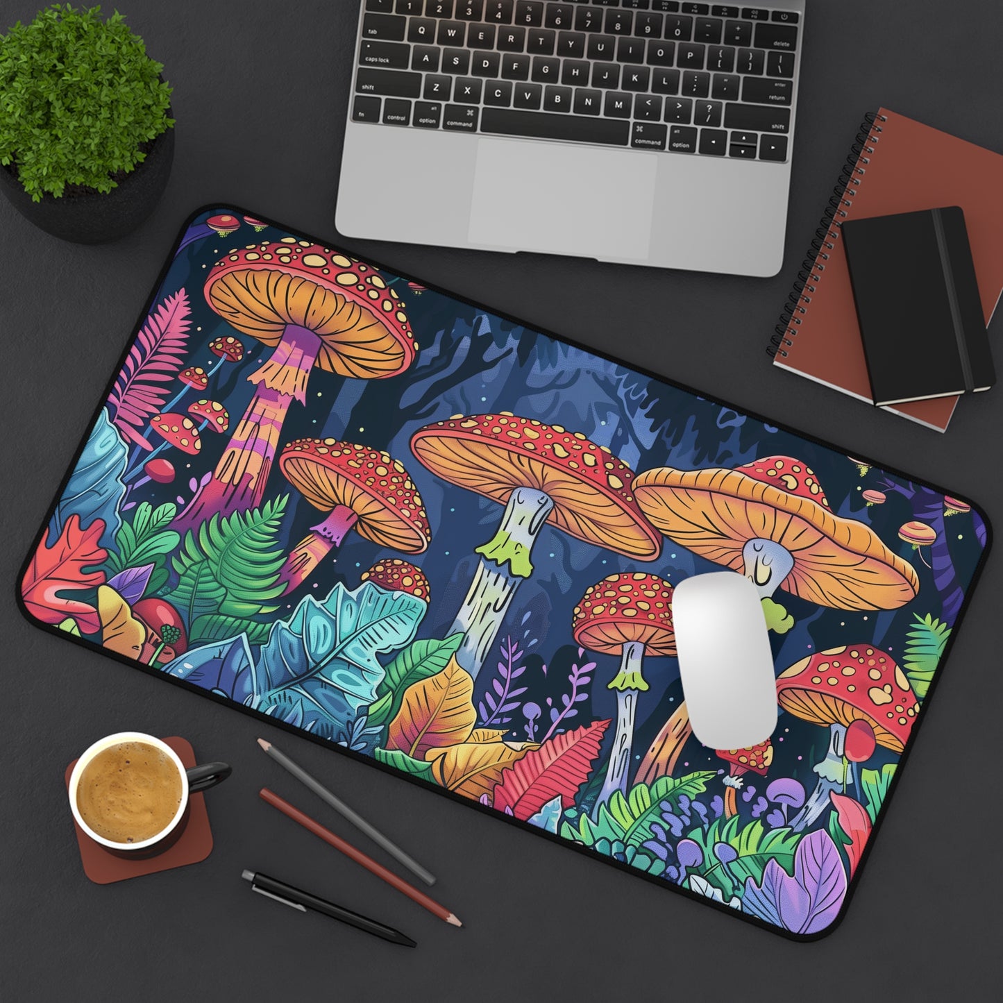 Forest mushrooms Desk Mat, Psychedelic gaming mouse mat, XXL deskpad mouse pad