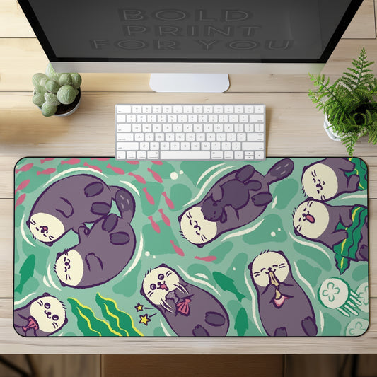 Cute otters Gaming Desk Mat