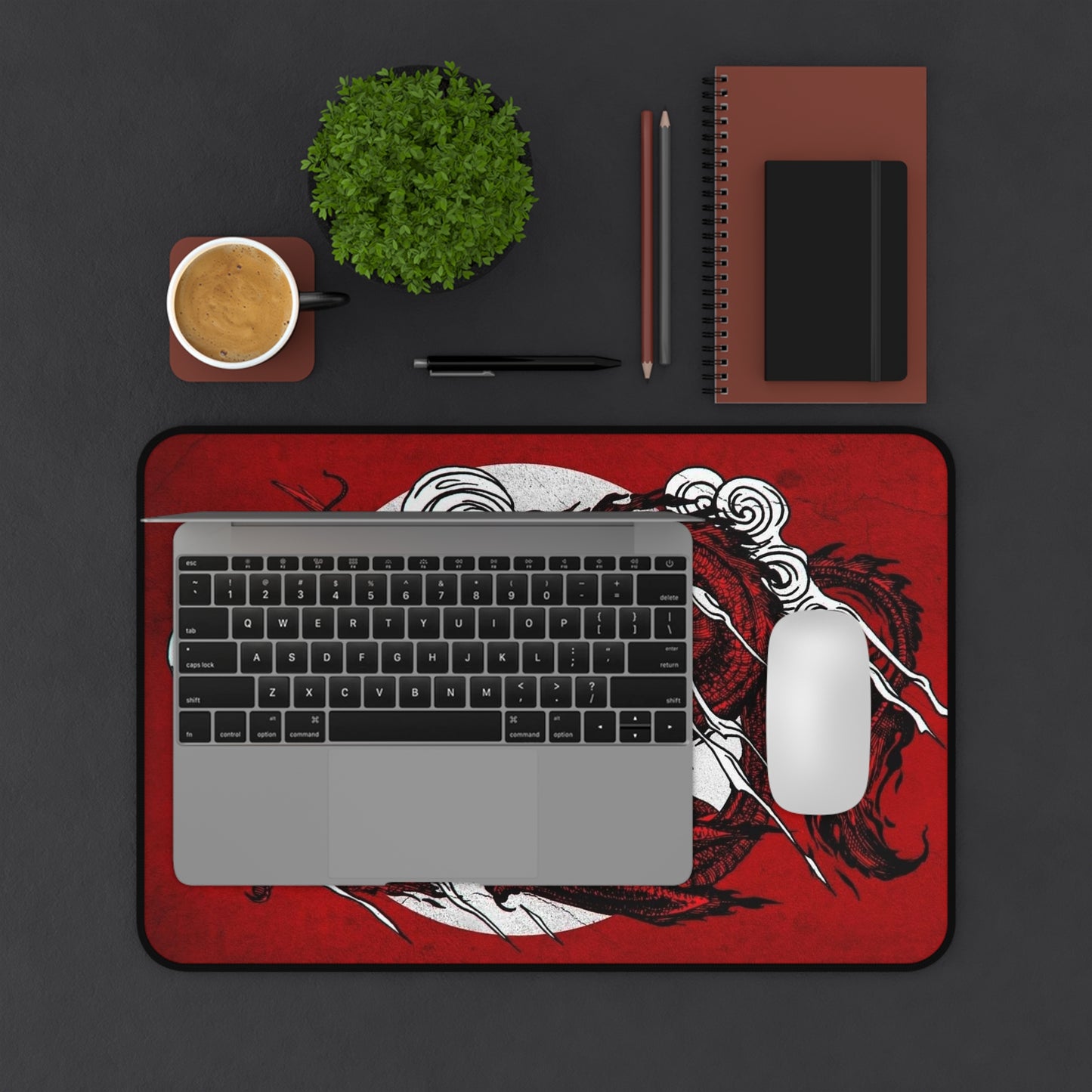 Red Dragon Desk Mat, deskmat xl, Gaming keyboard matt, mousepad large, XXL extended deskpad mouse pad, large gaming mousepad - Bolt Print