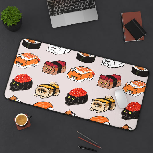 Sushi Cat Desk Mat, Gaming keyboard matt, mousepad large, XXL extended deskpad mouse pad