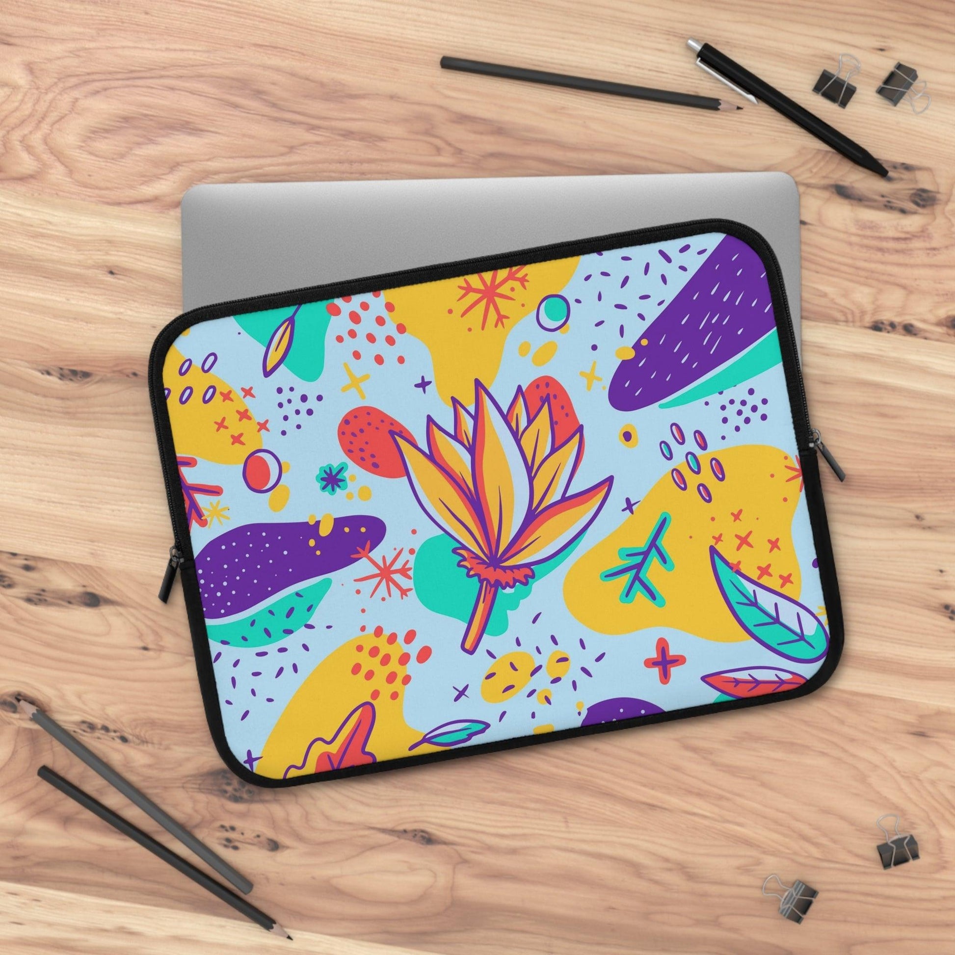 Painted abstract floral Laptop sleeve macbook or any laptop 12, 13, 14, 16, 17 inch, cute floral laptop sleeve, Laptop carrying case - Bolt Print