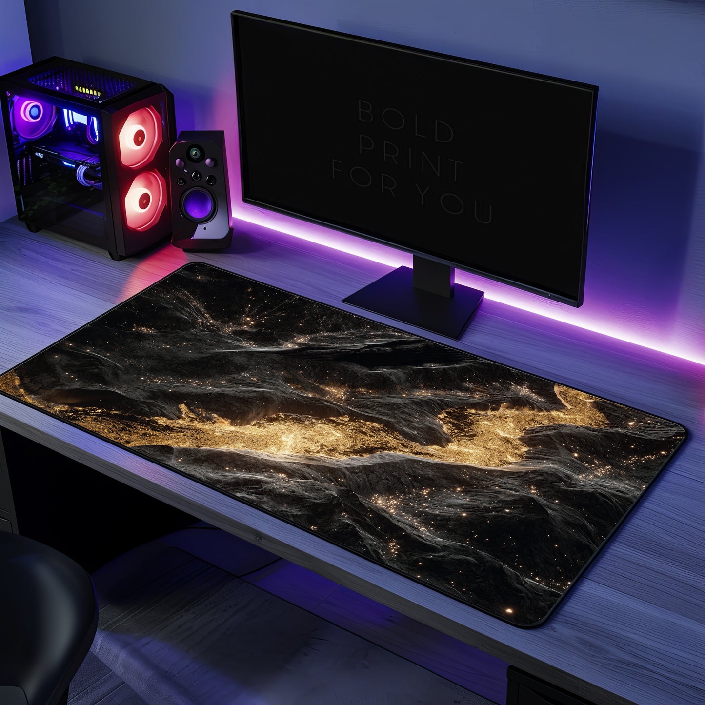 Dark Marble, Abstract Gaming Desk Mat