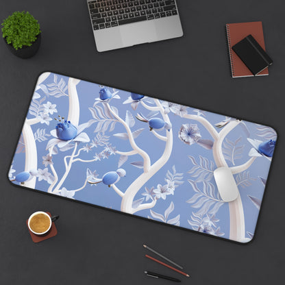 Blue flowers Desk Mat, Gaming keyboard matt, mousepad large, XXL extended deskpad mouse pad