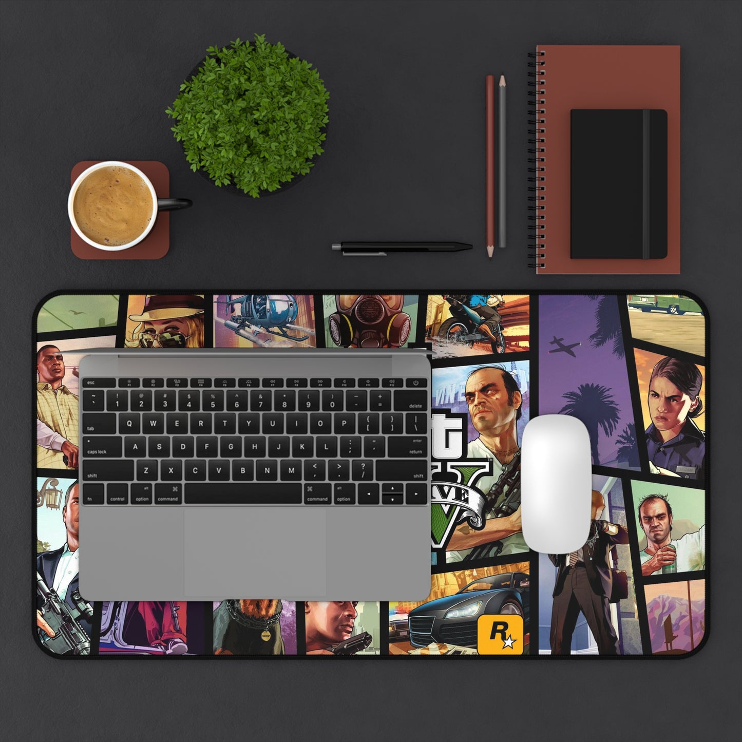 GTA5 Desk Mat, Gaming keyboard matt, mousepad large, XXL extended deskpad mouse pad - Bold Print