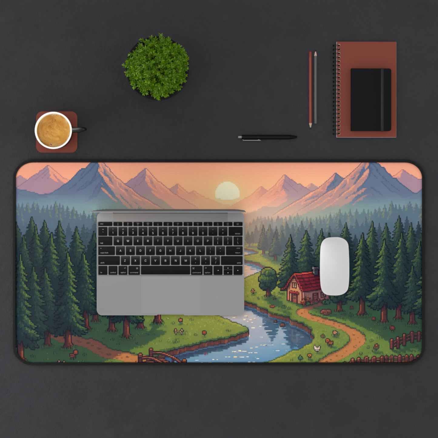Pixel landscape (art 2) Gaming Desk Mat