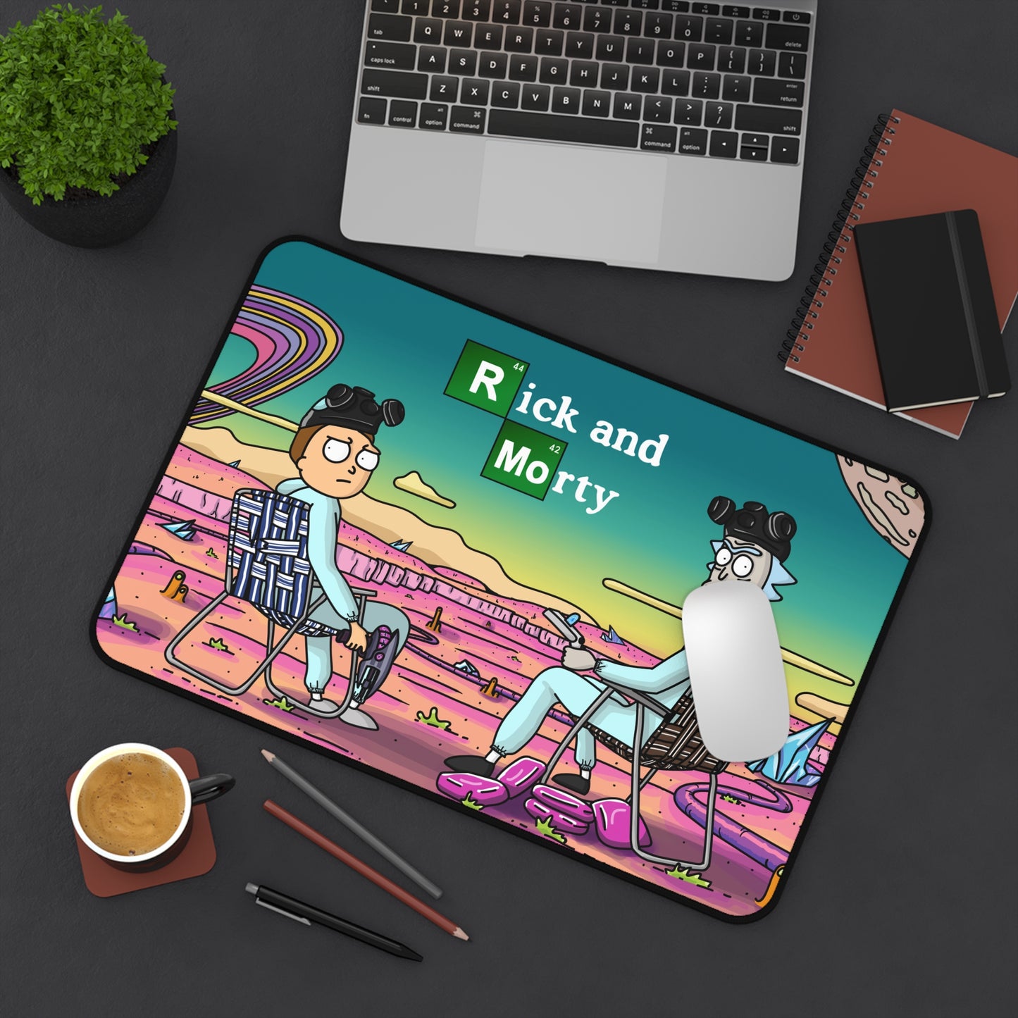 Rick and Morty Breaking Bad 2 Desk Mat, Gaming keyboard matt, mousepad large, XXL extended deskpad mouse pad - Bold Print