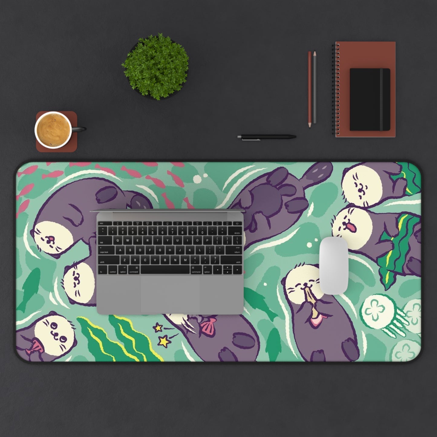 Cute otters Gaming Desk Mat