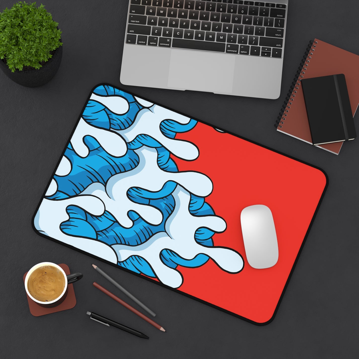 Ocean Wave Art — Abstract Pop Splash Desk Mat