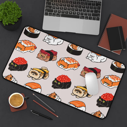 Sushi Cat Desk Mat, Gaming keyboard matt, mousepad large, XXL extended deskpad mouse pad