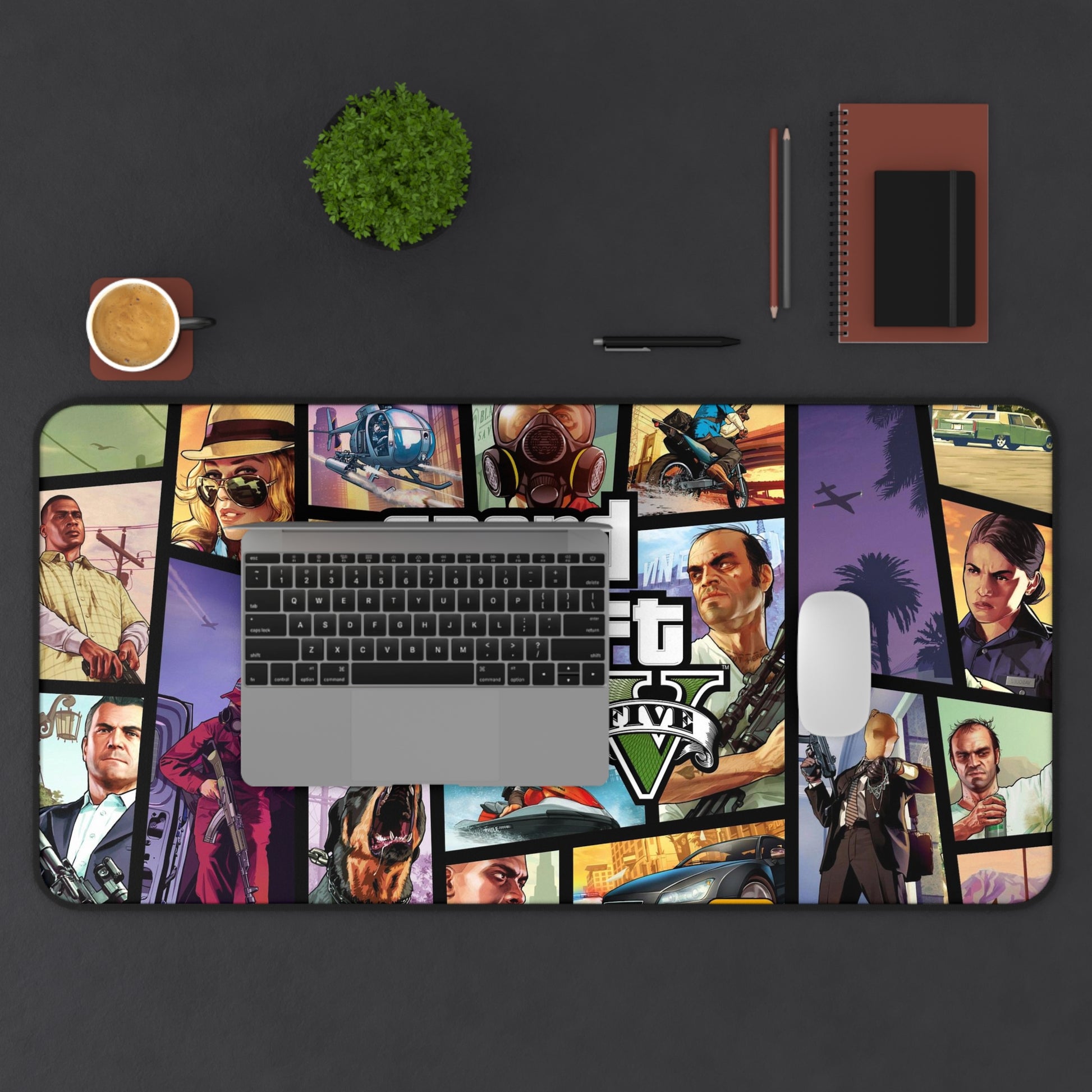 GTA5 Desk Mat, Gaming keyboard matt, mousepad large, XXL extended deskpad mouse pad - Bold Print