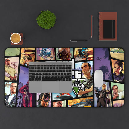 GTA5 Desk Mat, Gaming keyboard matt, mousepad large, XXL extended deskpad mouse pad - Bold Print