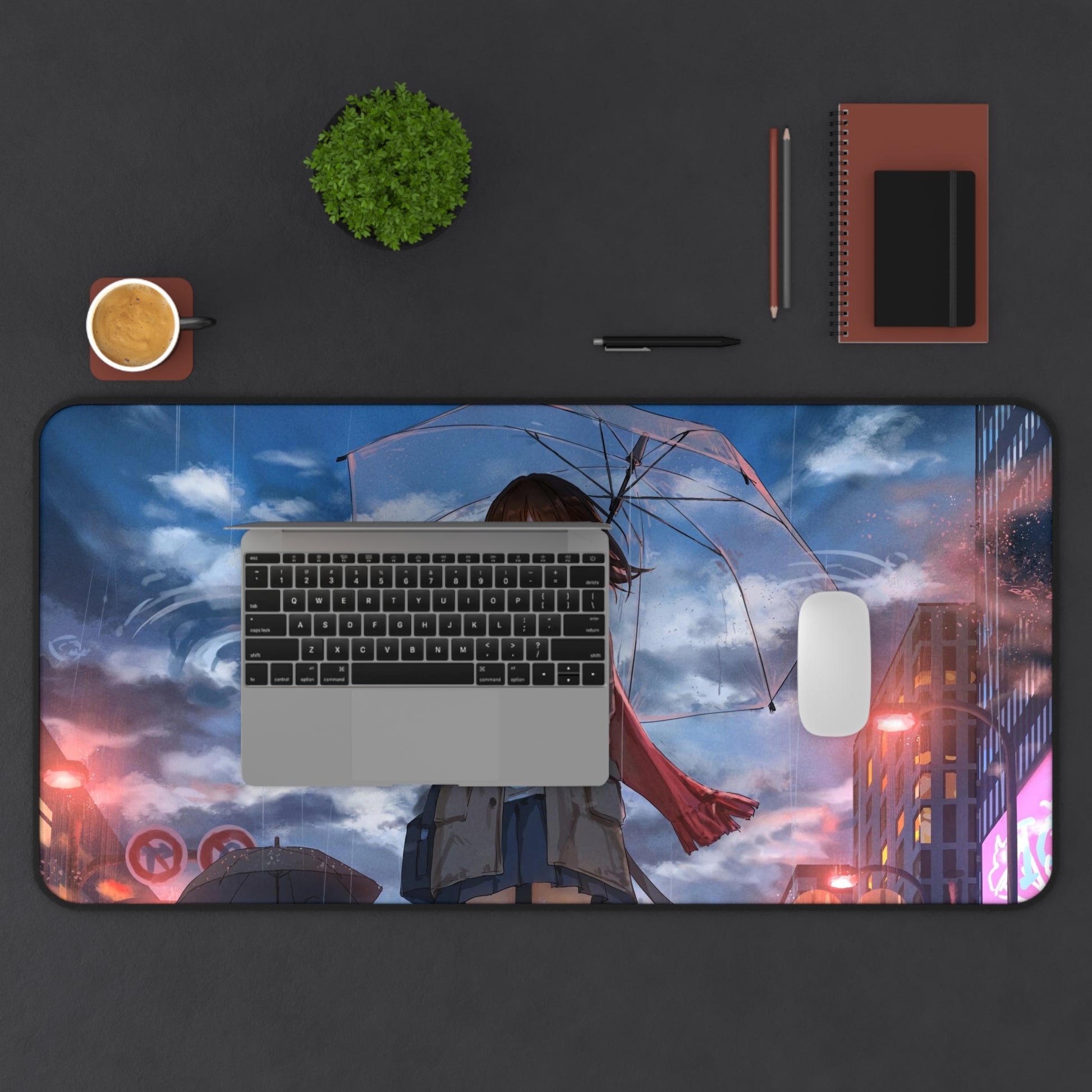 Anime girl with umbrella Desk Mat, deskmat xl, Gaming keyboard matt, mousepad large, XXL extended deskpad mouse pad, large gaming mousepad - Bolt Print