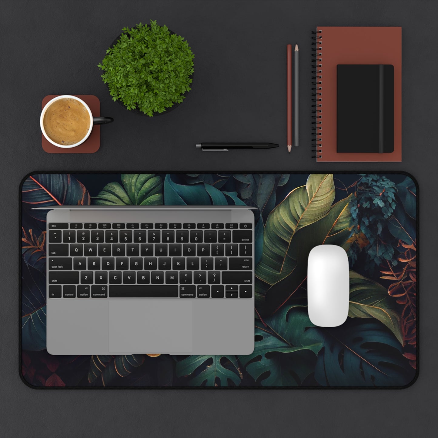 Jungle leaves Desk Mat, Gaming keyboard matt, mousepad large, XXL extended deskpad mouse pad - Bold Print