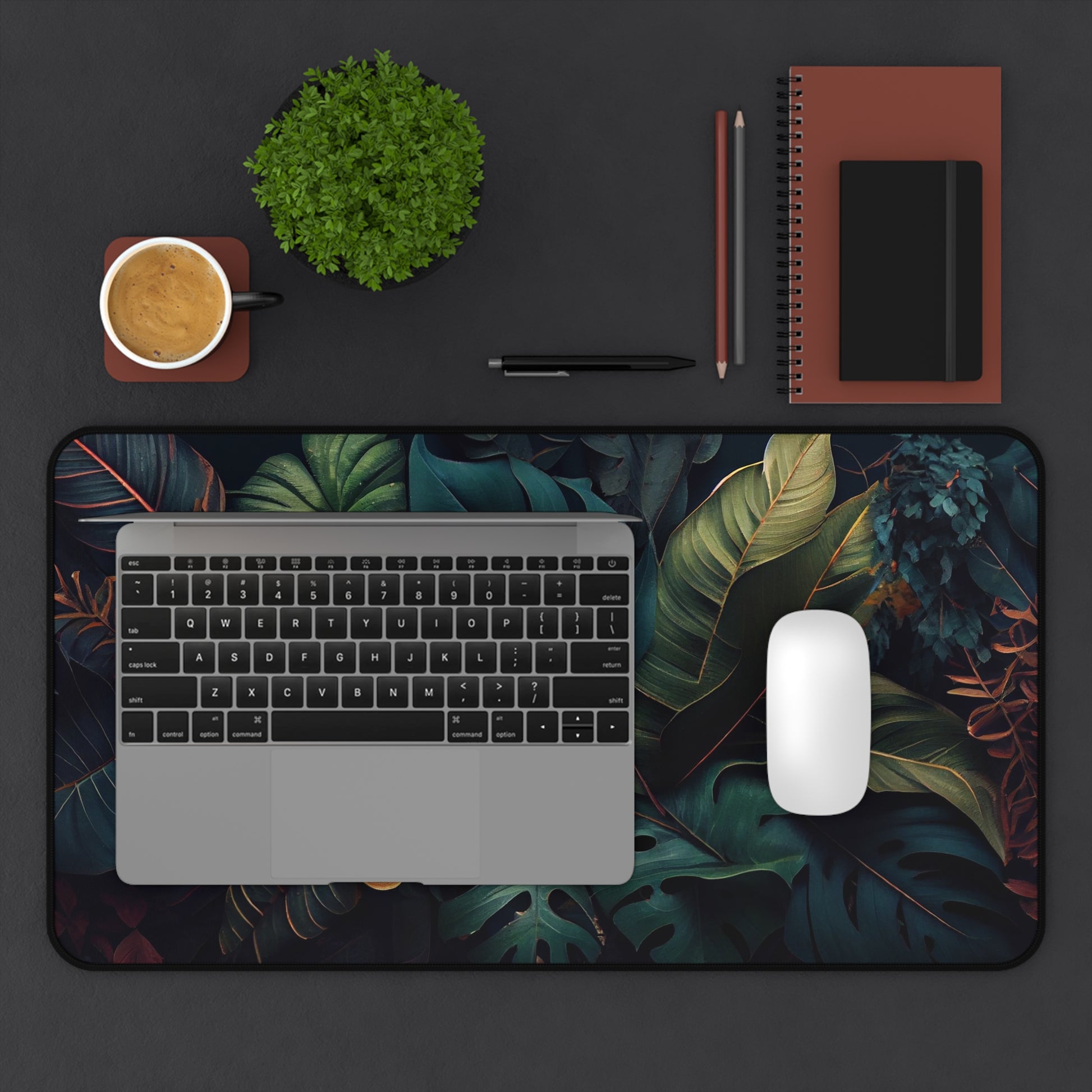 Jungle leaves Desk Mat, Gaming keyboard matt, mousepad large, XXL extended deskpad mouse pad - Bold Print