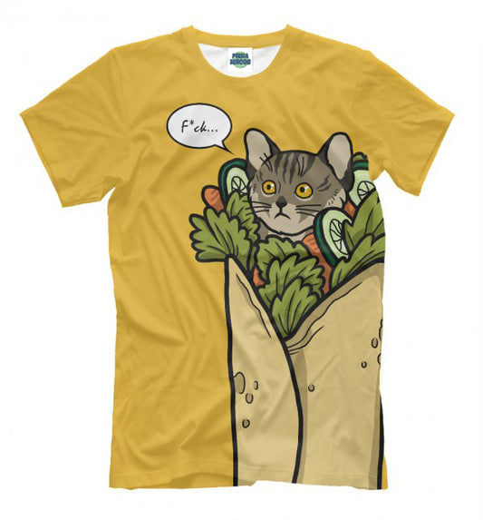 Cat kebab T-shirt, funny t-shirt, 3d graphic shirts, all over print (AOP)