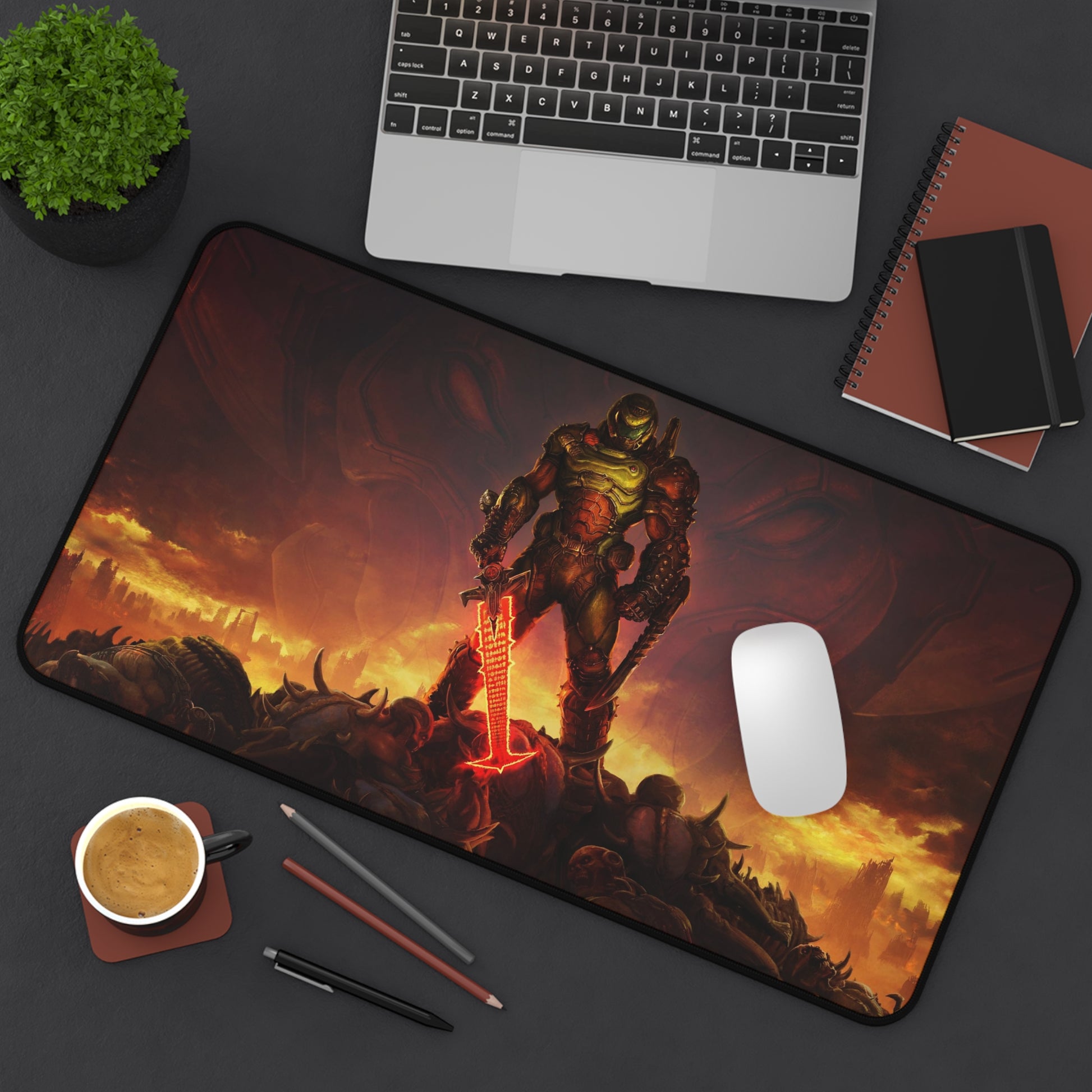 Doom Desk Mat, Gaming keyboard matt, mousepad large, XXL extended deskpad mouse pad - Bold Print