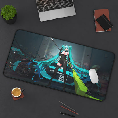 Hatsune Miku and Mclaren GTR Desk Mat, Anime Gaming keyboard mat, XXL mousepad