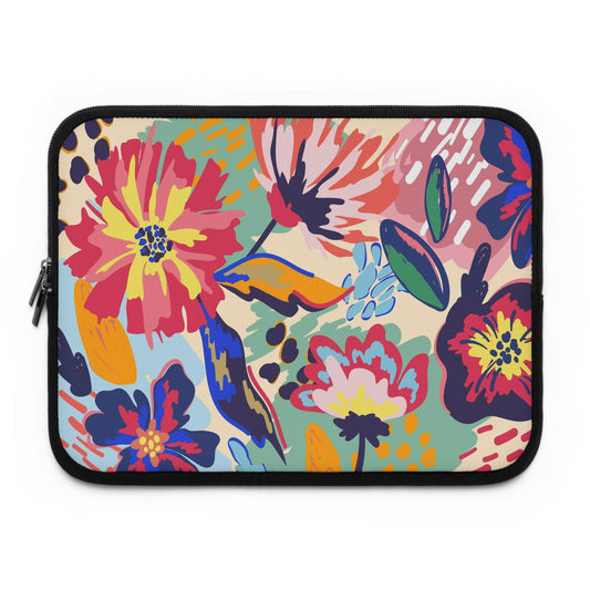 Laptop sleeve macbook or any laptop with print hand painted abstract floral - Bolt Print