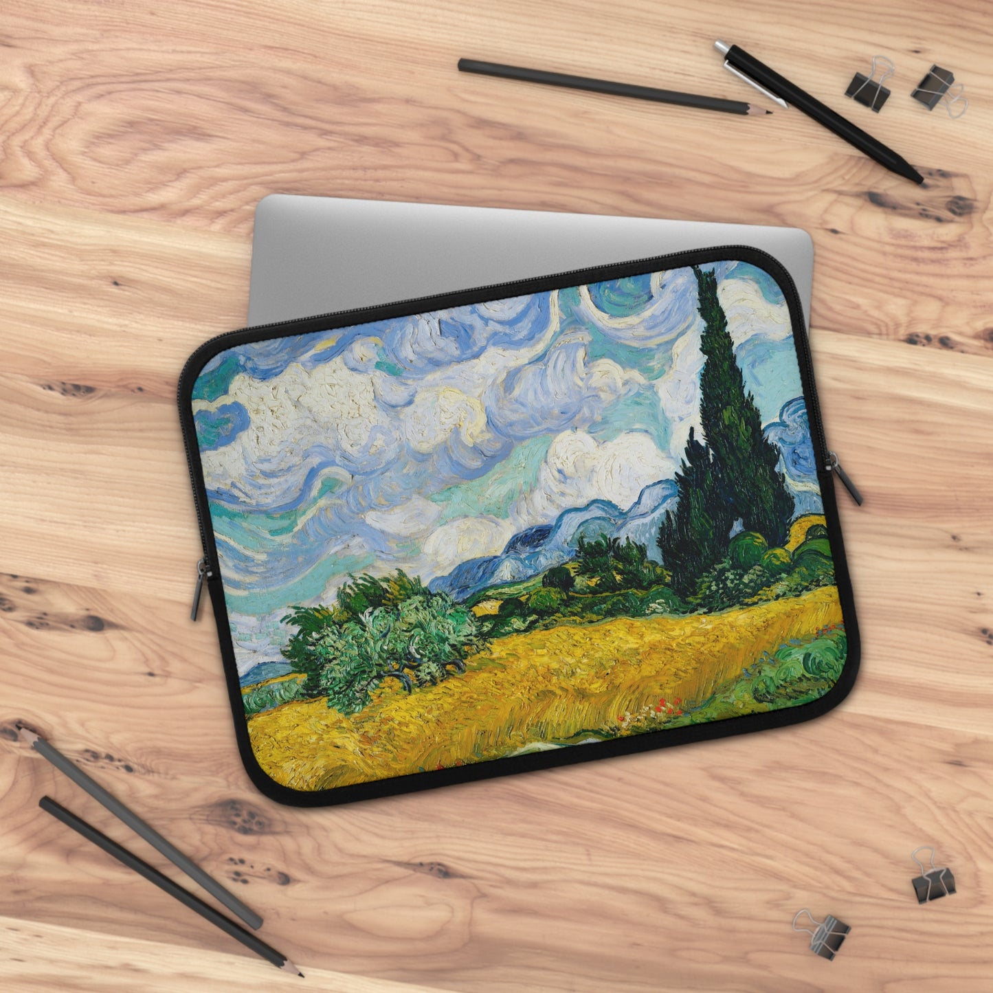 Van Gogh Wheat Field with Cypresses Laptop sleeve macbook or any laptop, laptop bag, Laptop carrying case