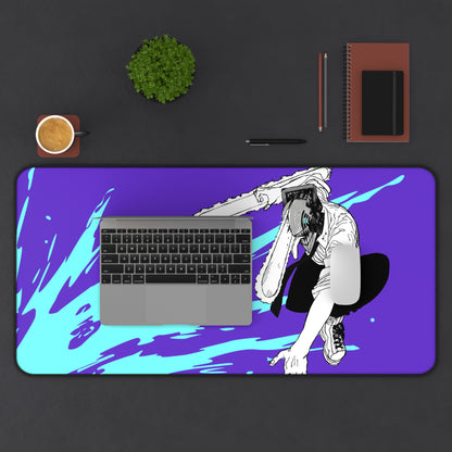 Man chainsaw purpleDesk Mat, Gaming keyboard matt, mousepad large, XXL extended deskpad mouse pad - Bolt Print