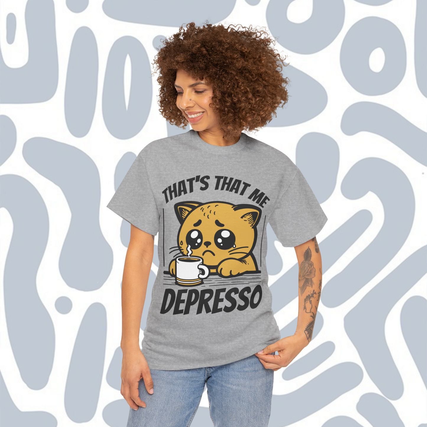 Sad cat coffee T-Shirt, Funny Unisex tee
