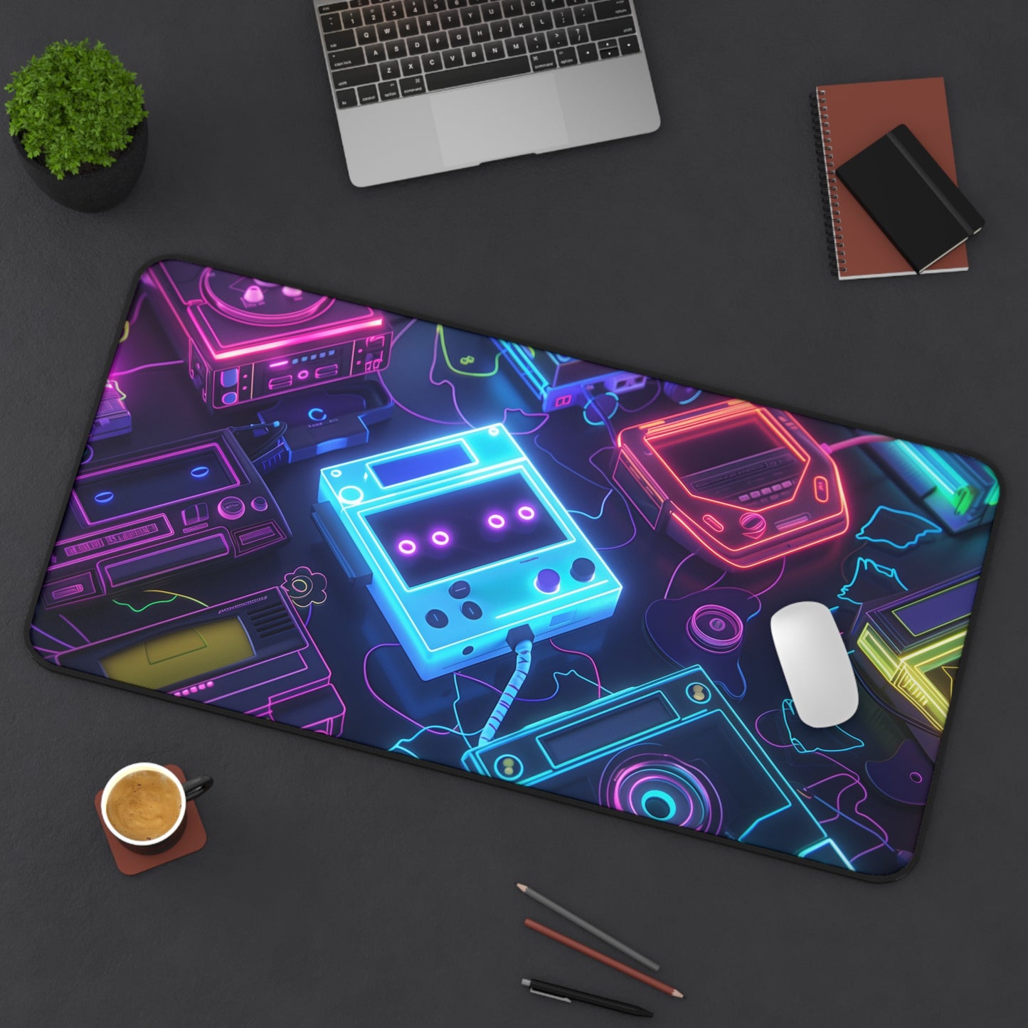 neon devices Desk Mat, Psychedelic gaming mouse mat, XXL deskpad mouse pad