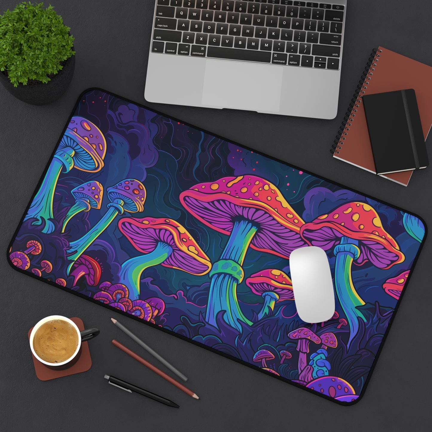 fly agarics Desk Mat, Psychedelic gaming mouse mat, XXL deskpad mouse pad