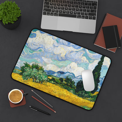 Vincent van Gogh Wheat Field with Cypresses Desk Mat, Gaming keyboard matt, mousepad large, XXL extended deskpad mouse pad