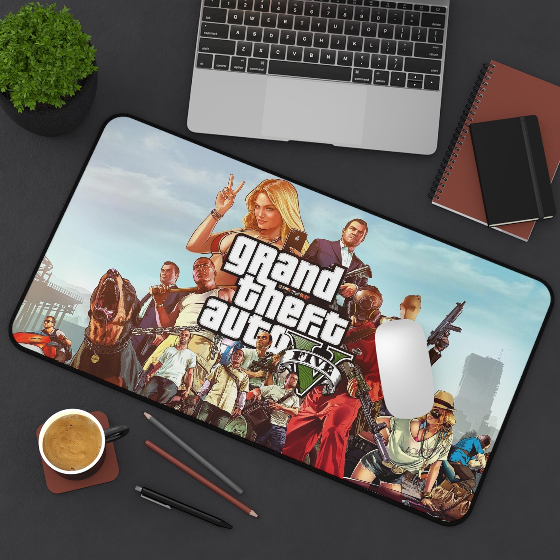 GTA 5 Heroes Desk Mat, Gaming keyboard matt, mousepad large, XXL extended deskpad mouse pad - Bold Print