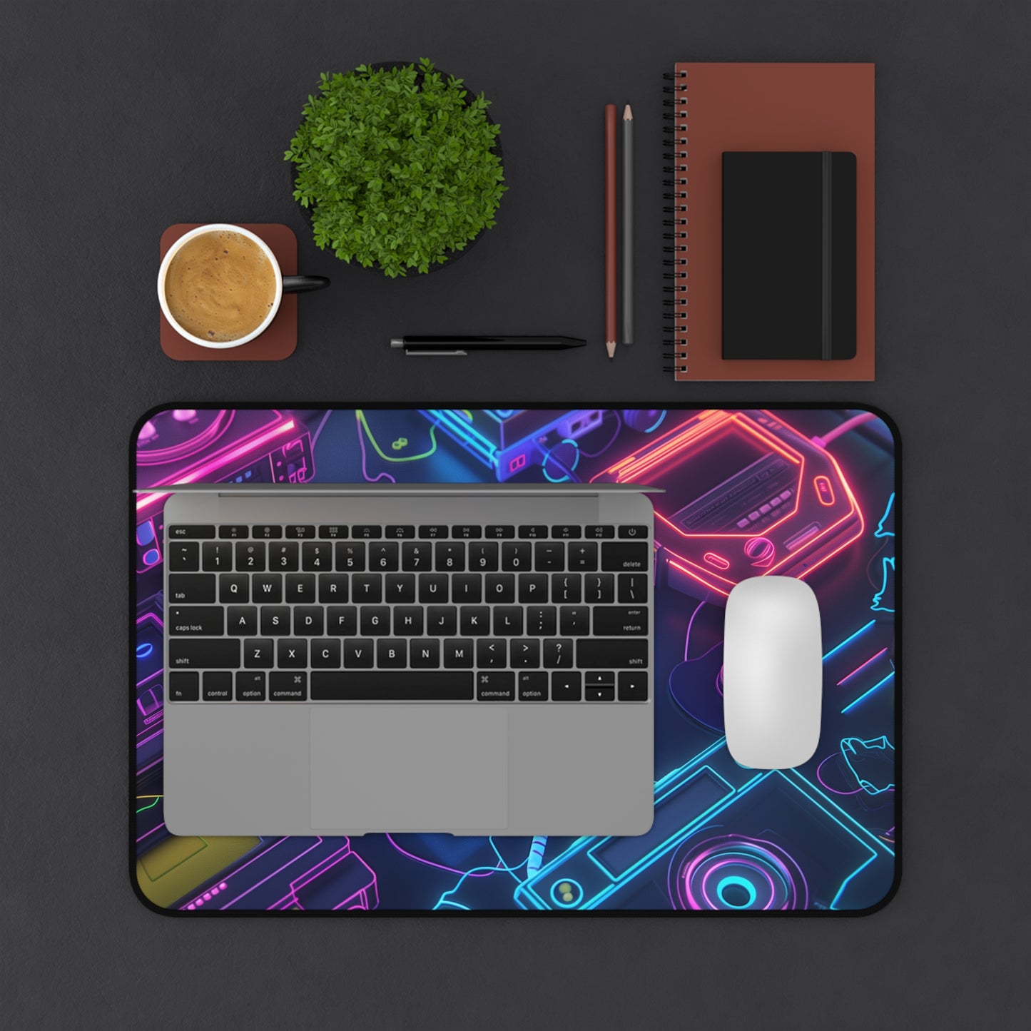 neon devices Desk Mat, Psychedelic gaming mouse mat, XXL deskpad mouse pad