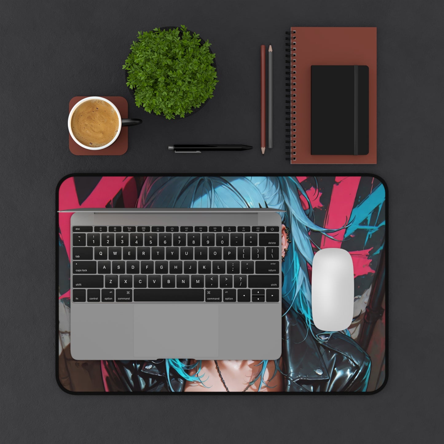 Anime Girl Blue Hair Gaming Desk Mat