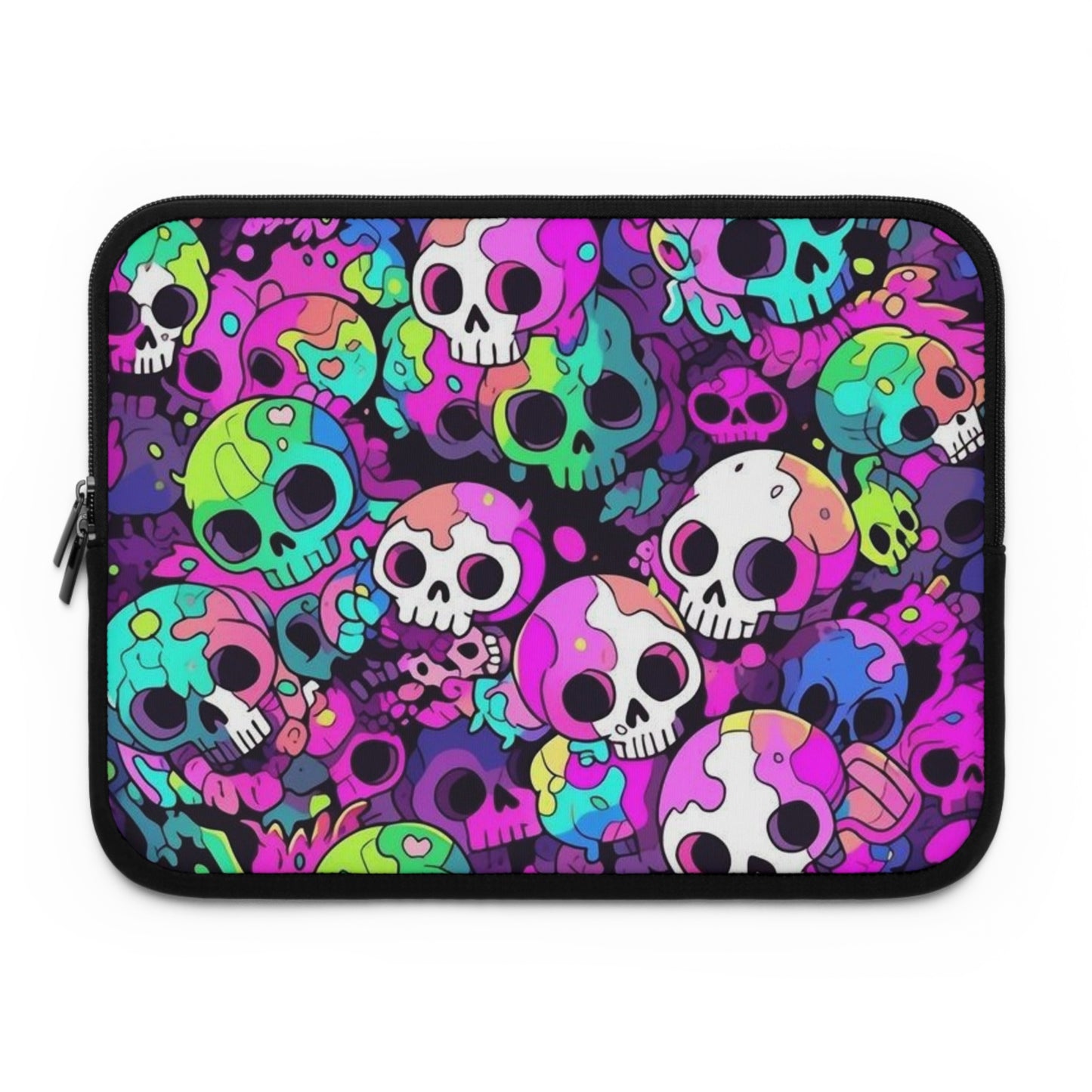 Neon skulls Laptop sleeve macbook or any laptop, laptop bag, laptop cover