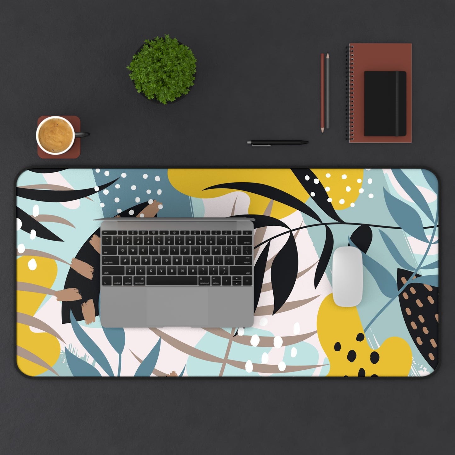 Abstract drawn tropical Desk Mat, Gaming keyboard matt, mousepad large, XXL extended deskpad mouse pad - Bold Print