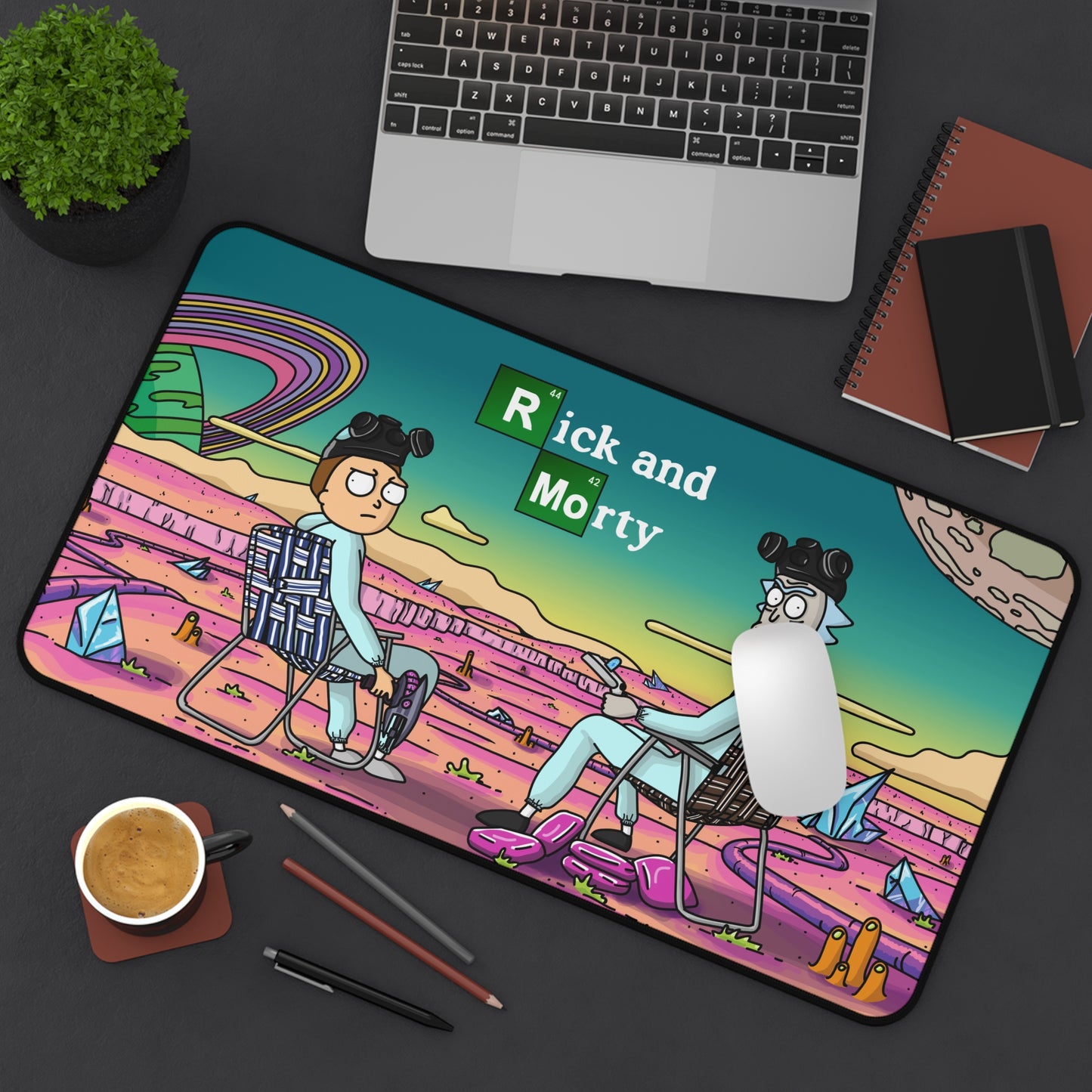 Rick and Morty Breaking Bad 2 Desk Mat, Gaming keyboard matt, mousepad large, XXL extended deskpad mouse pad - Bold Print