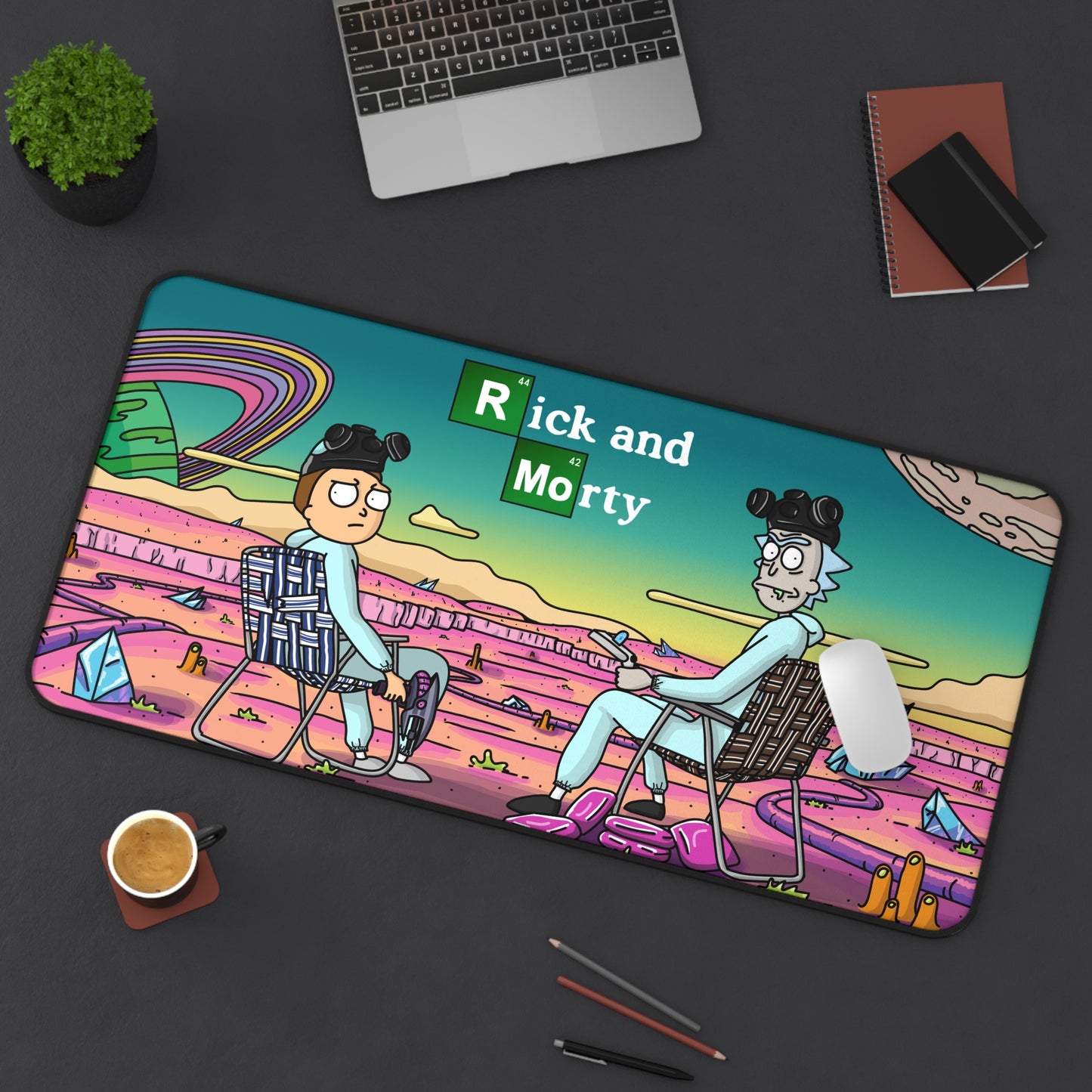 Rick and Morty Breaking Bad 2 Desk Mat, Gaming keyboard matt, mousepad large, XXL extended deskpad mouse pad - Bold Print