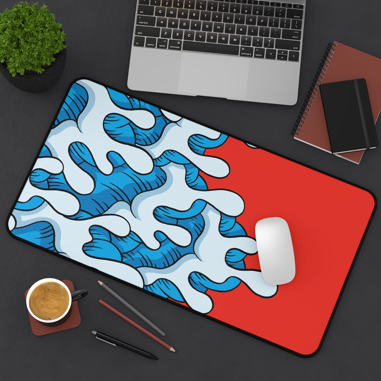Ocean Wave Art — Abstract Pop Splash Desk Mat